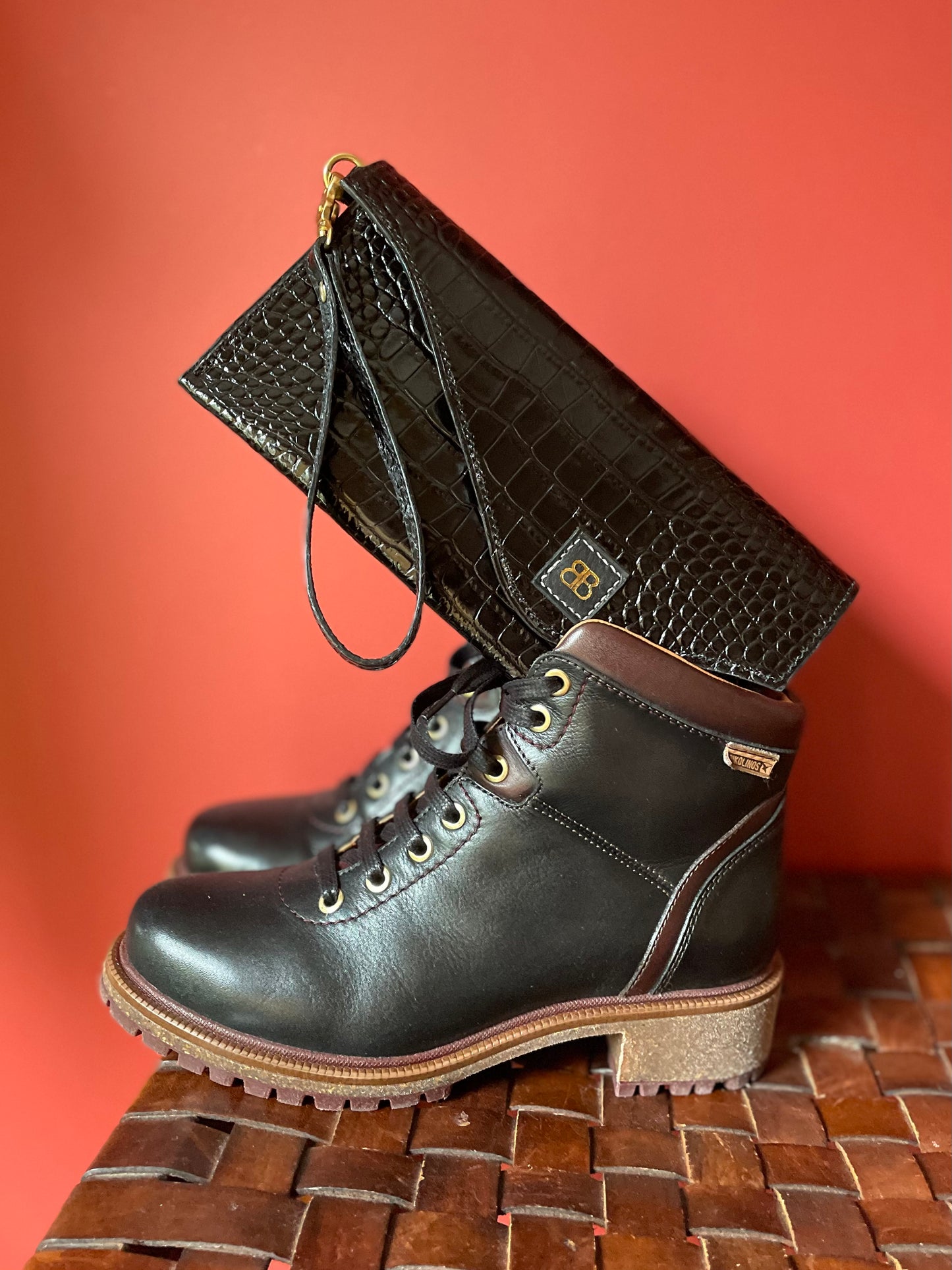 Embossed Croc Clutch