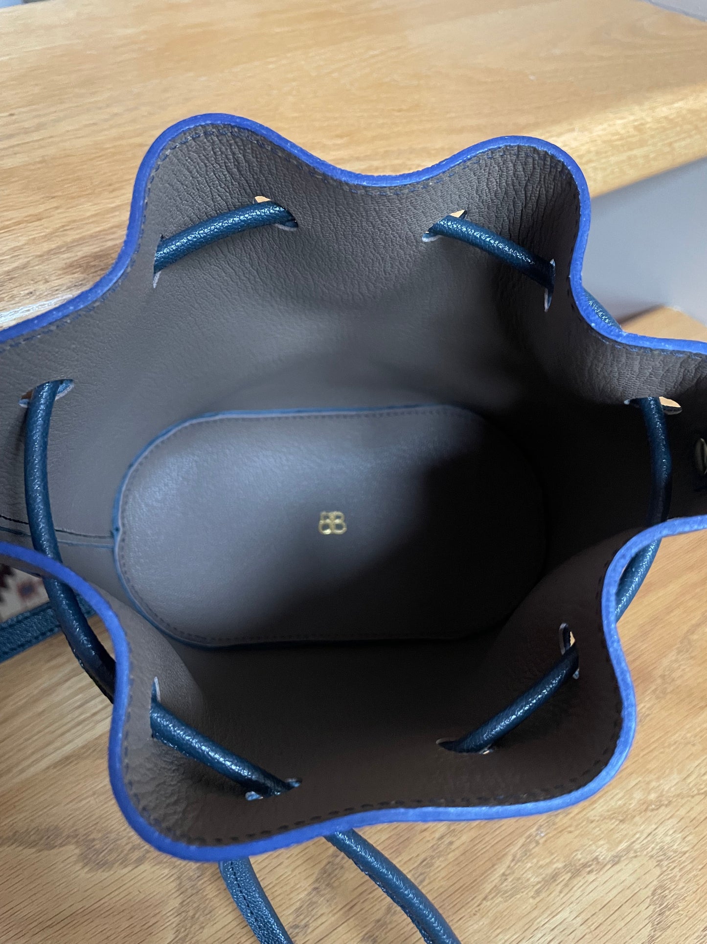 A Goat Skin Bucket Bag Navy