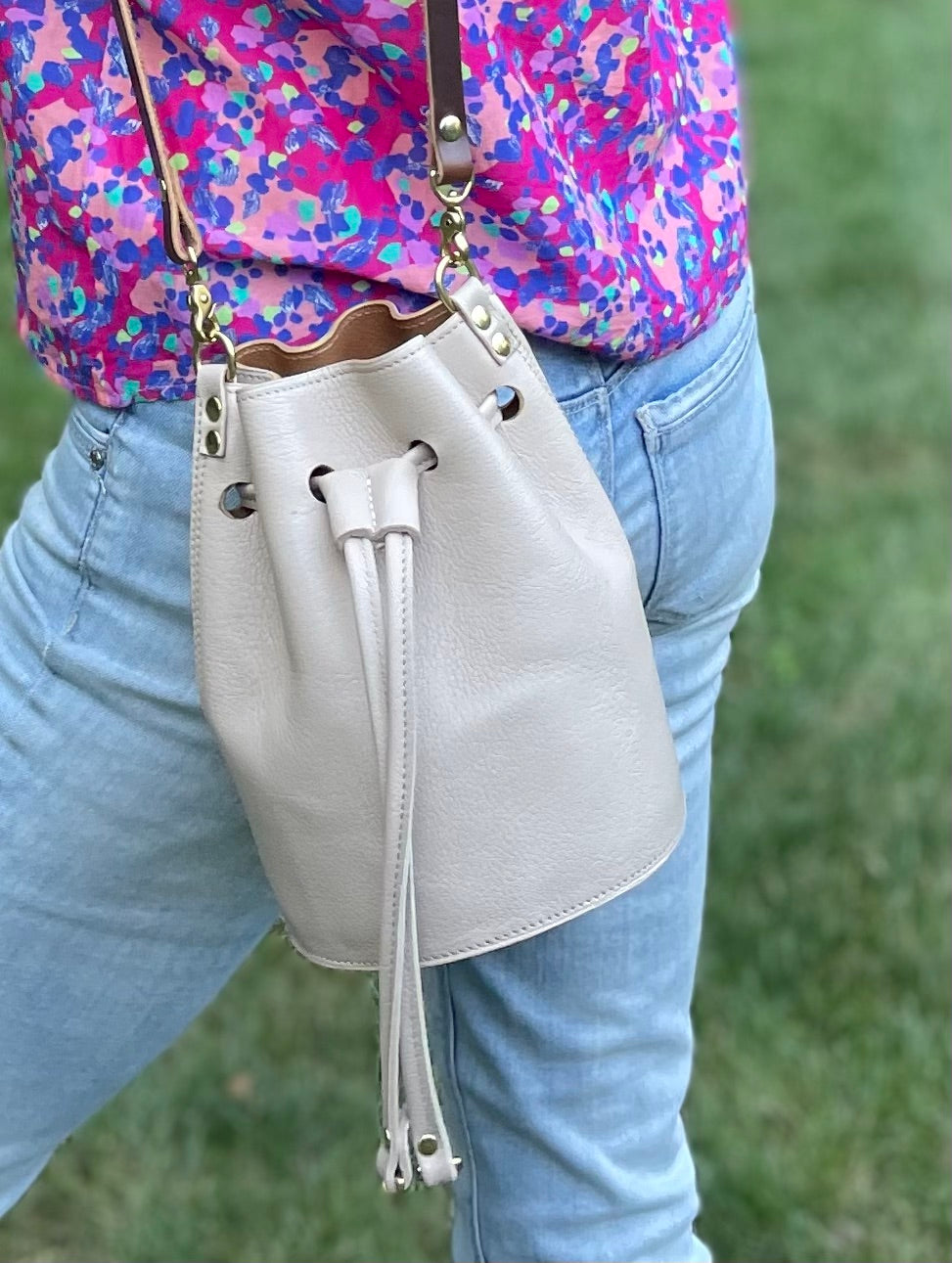A Goatskin Bucket Bag Neutral