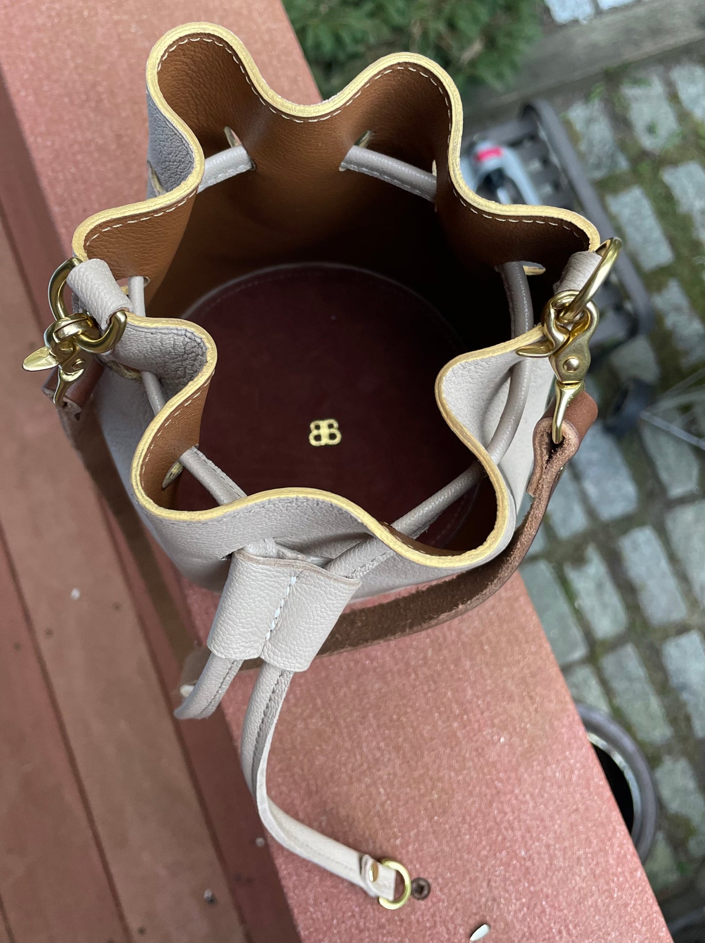 A Goatskin Bucket Bag Neutral