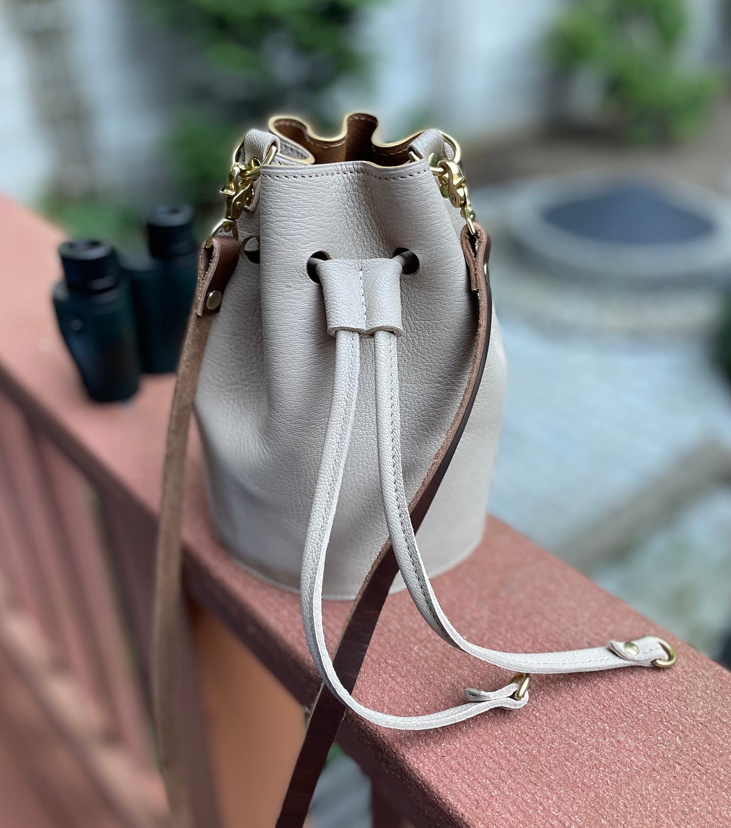 A Goatskin Bucket Bag Neutral