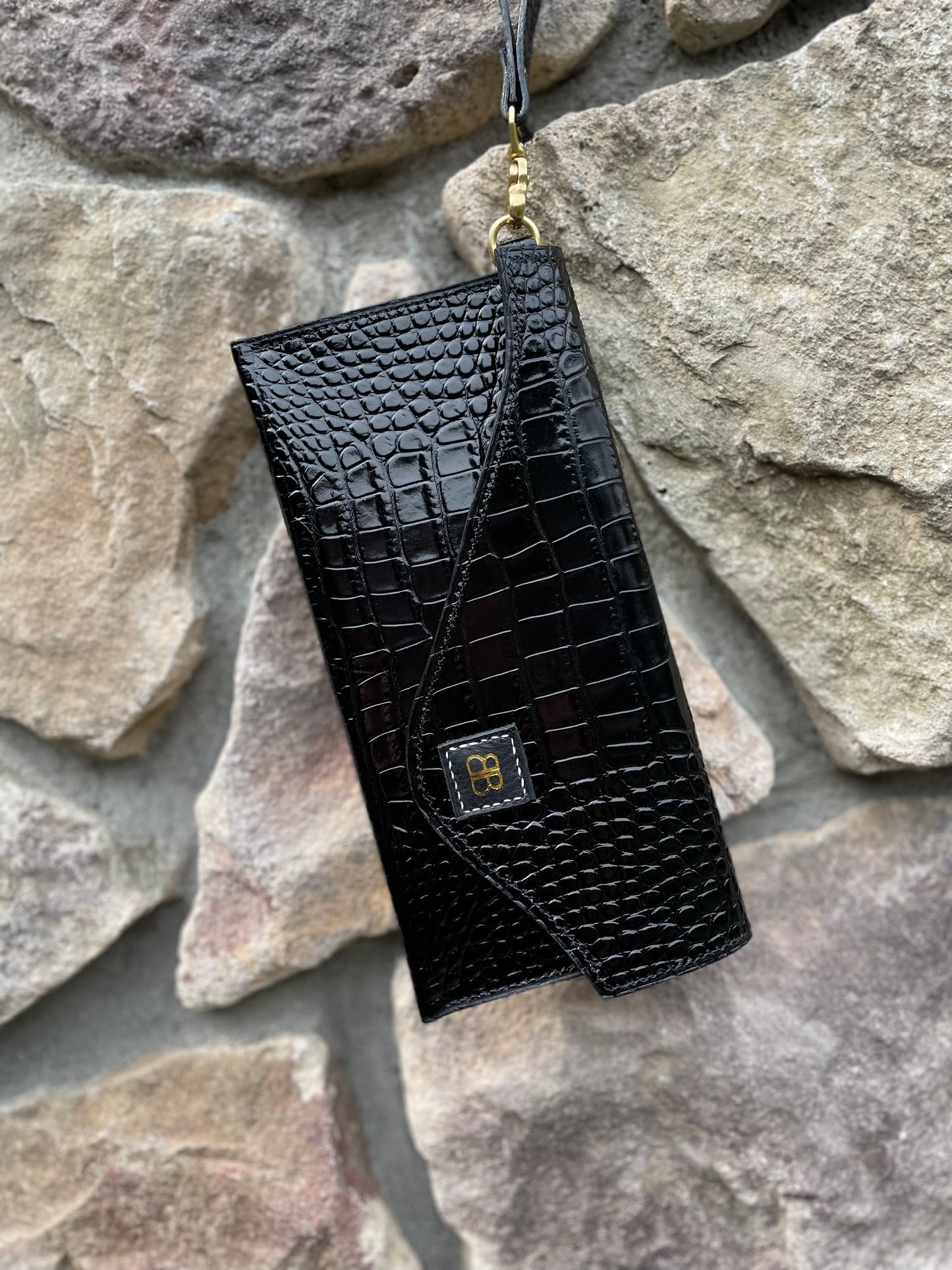 Embossed Croc Clutch