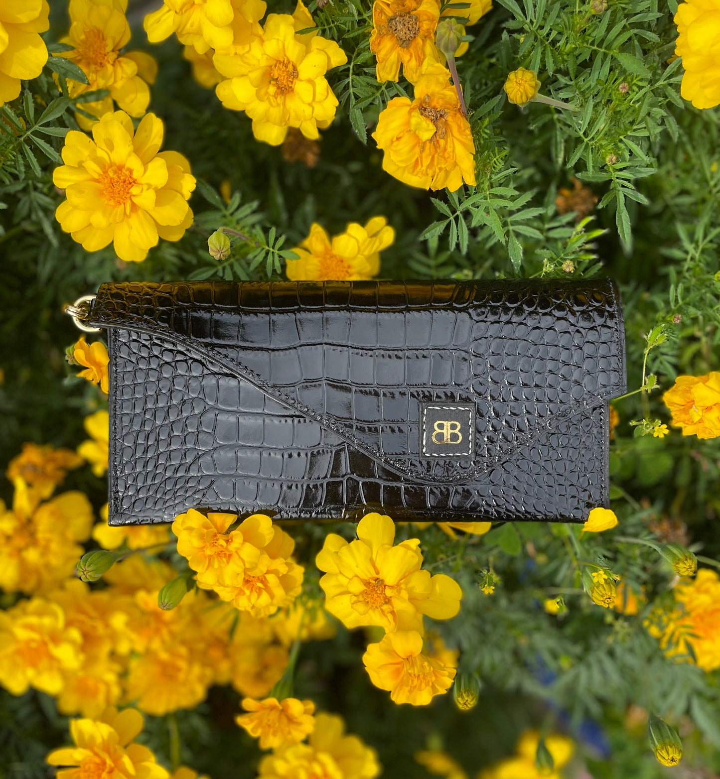 Embossed Croc Clutch