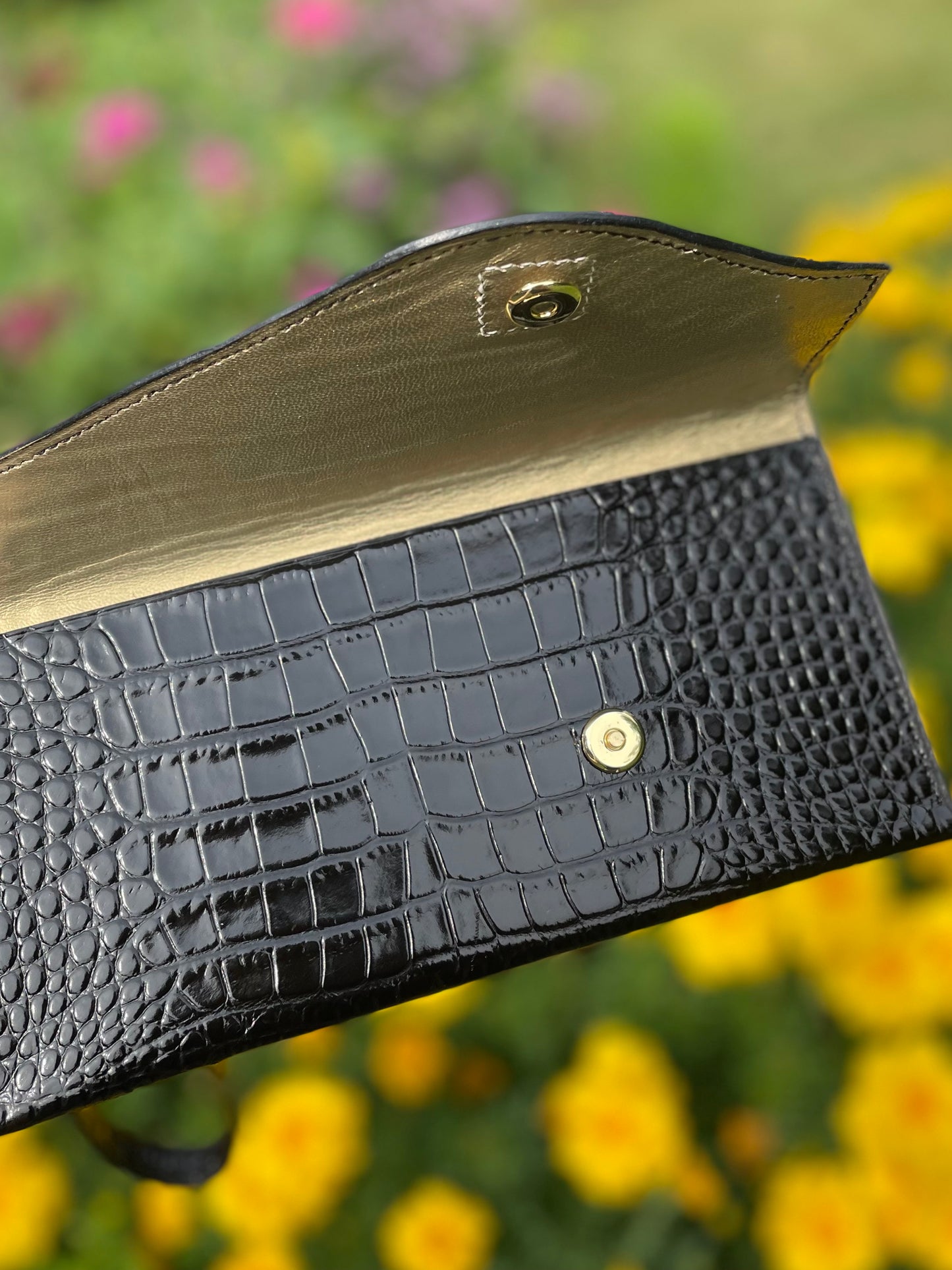 Embossed Croc Clutch