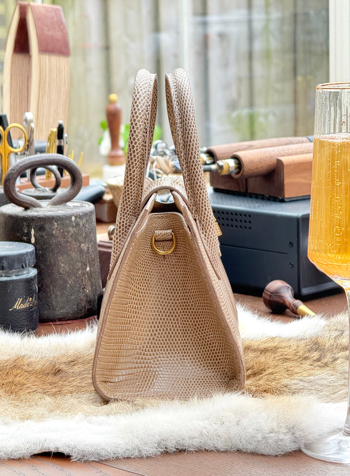 Sophia Hand Stitched Lizard Bag