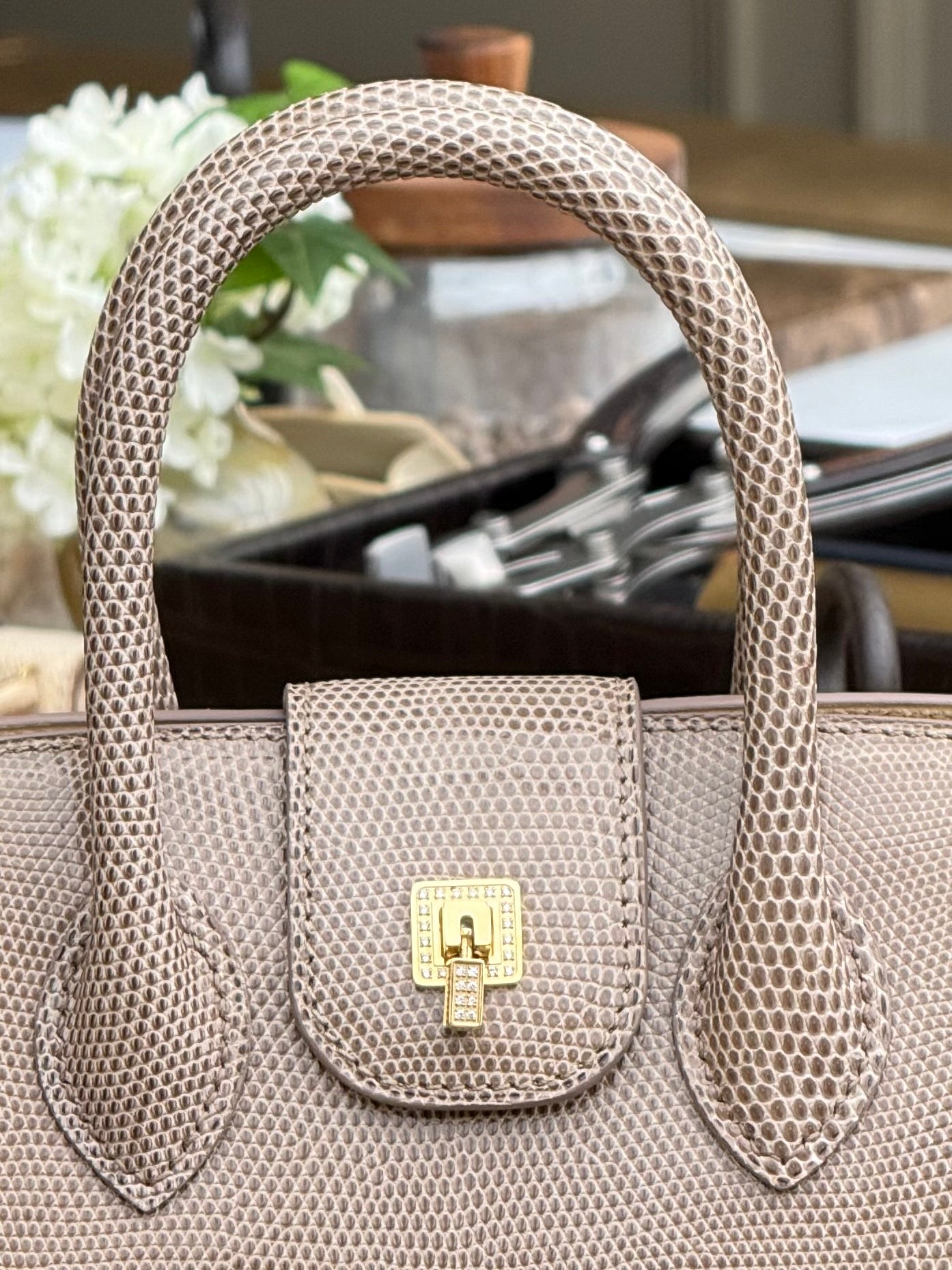 Sophia Hand Stitched Lizard Bag