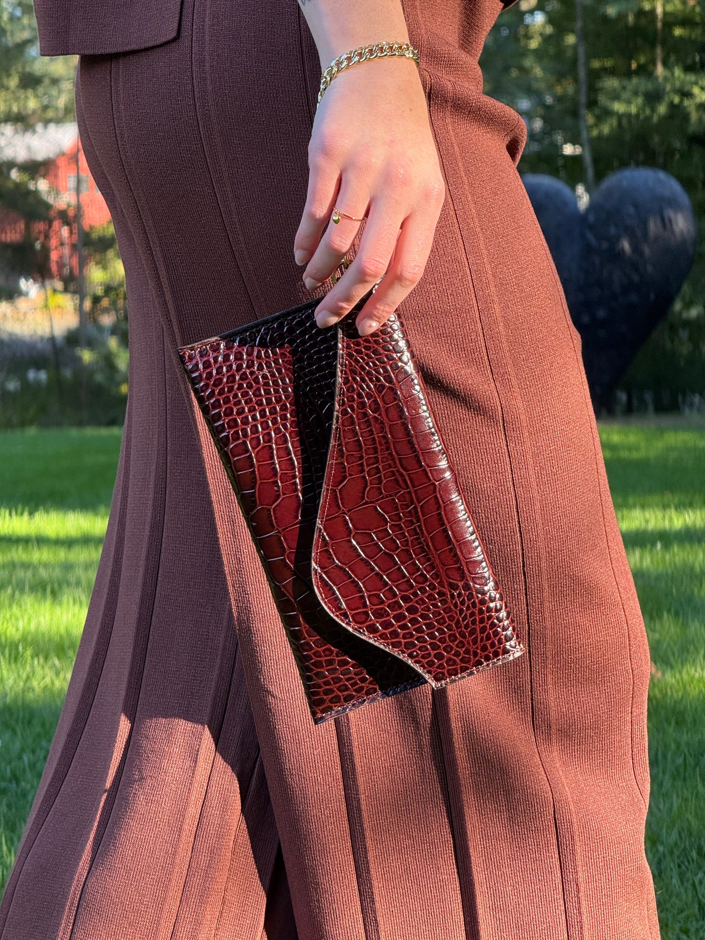 Embossed Croc Clutch