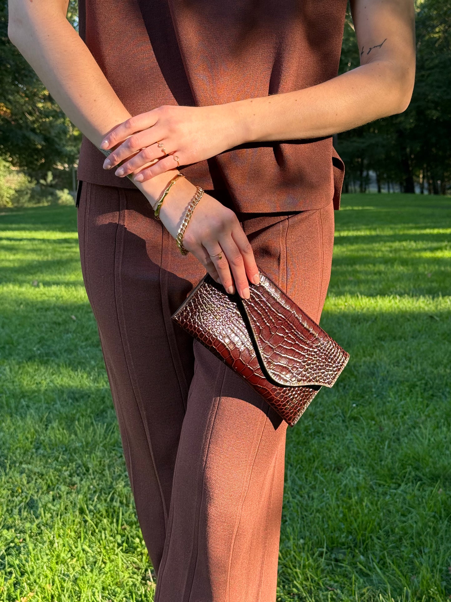 Embossed Croc Clutch