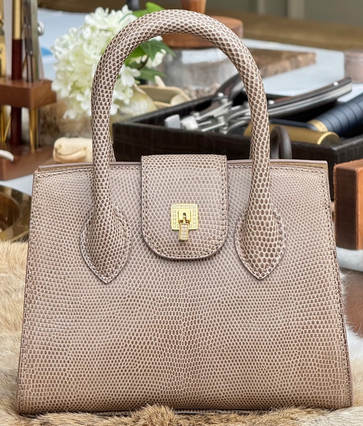 Sophia Hand Stitched Lizard Bag